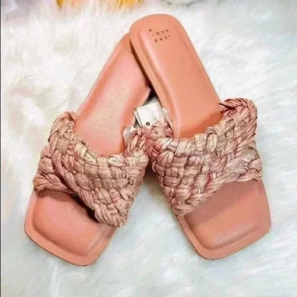 Women’s A New Day Nicolette Raffia Sandals in Pink
